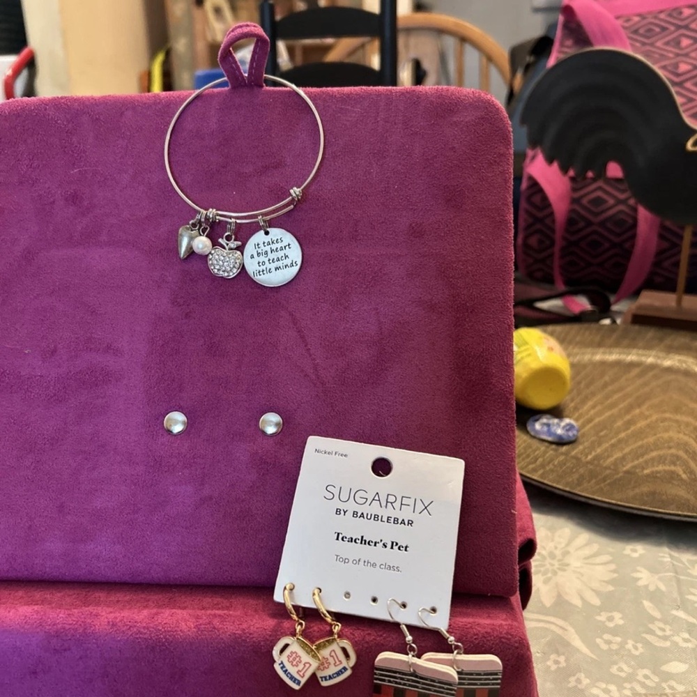 Silver and Pink Earrings